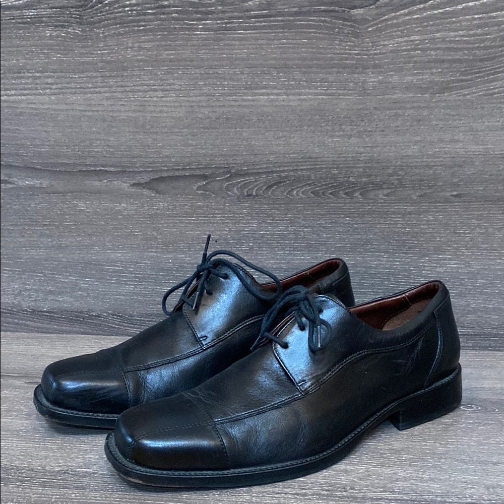 Johnston & Murphy Dobson Mens Black Leather Cap Toe Oxfords Dress Shoes Size 9